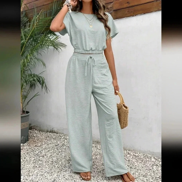 COPY - Frenchy Women's Pants Set Loose Texture Solid Color Casual Two Piece Suit - Picture 2 of 8